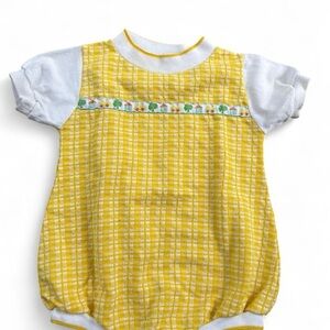 Healthtex vintage Yellow and White Checkered Baby Outfit